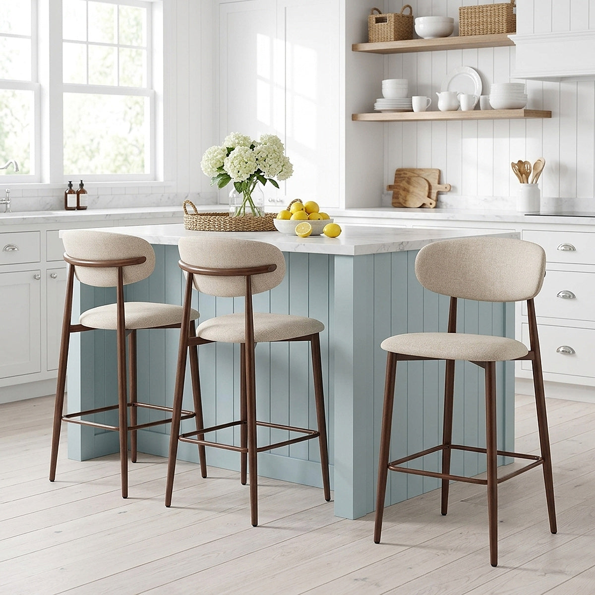 Tabouret de Bar Tissu - Harrow Crème