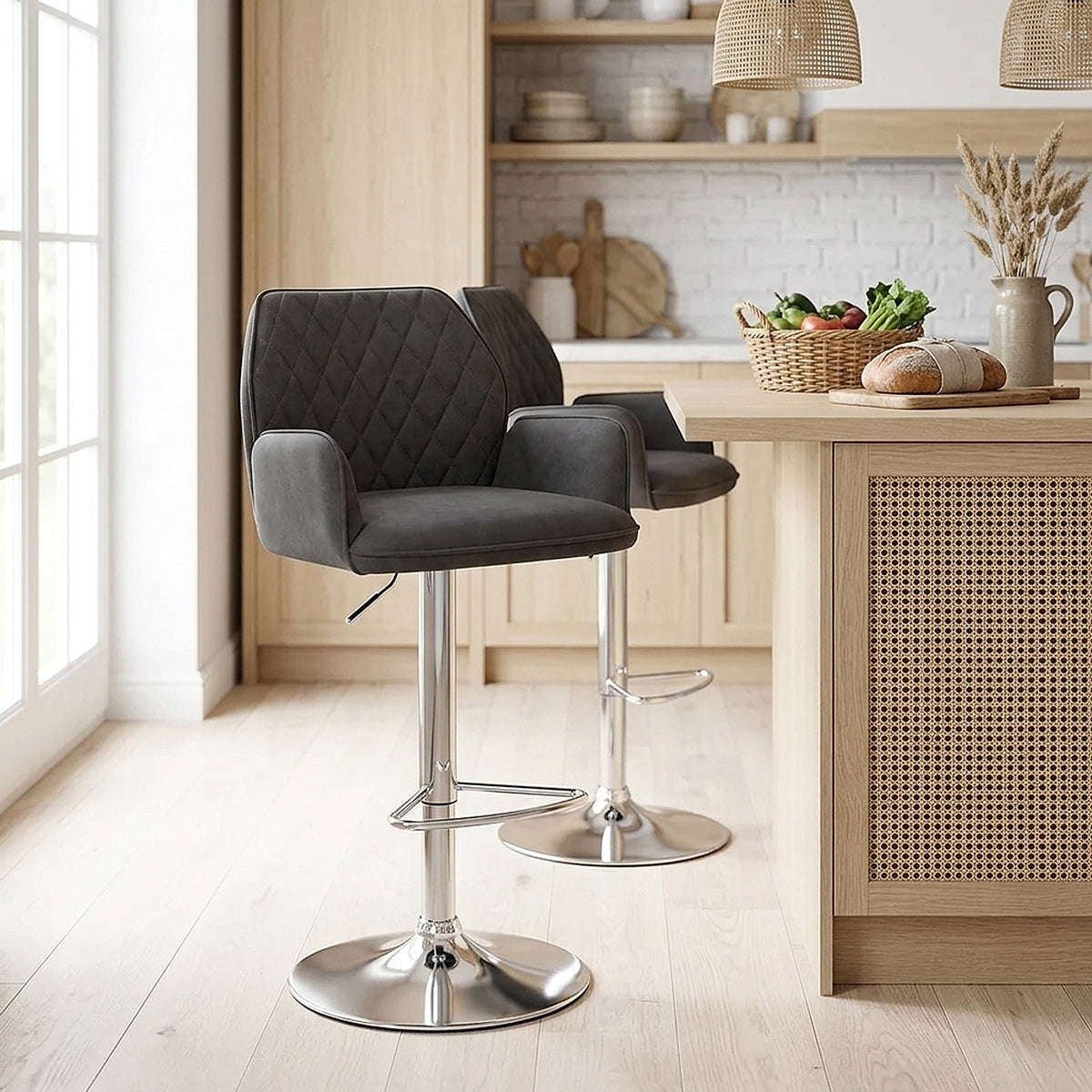 Chaise de bar Faux Daim - Harvard Gris Foncé 