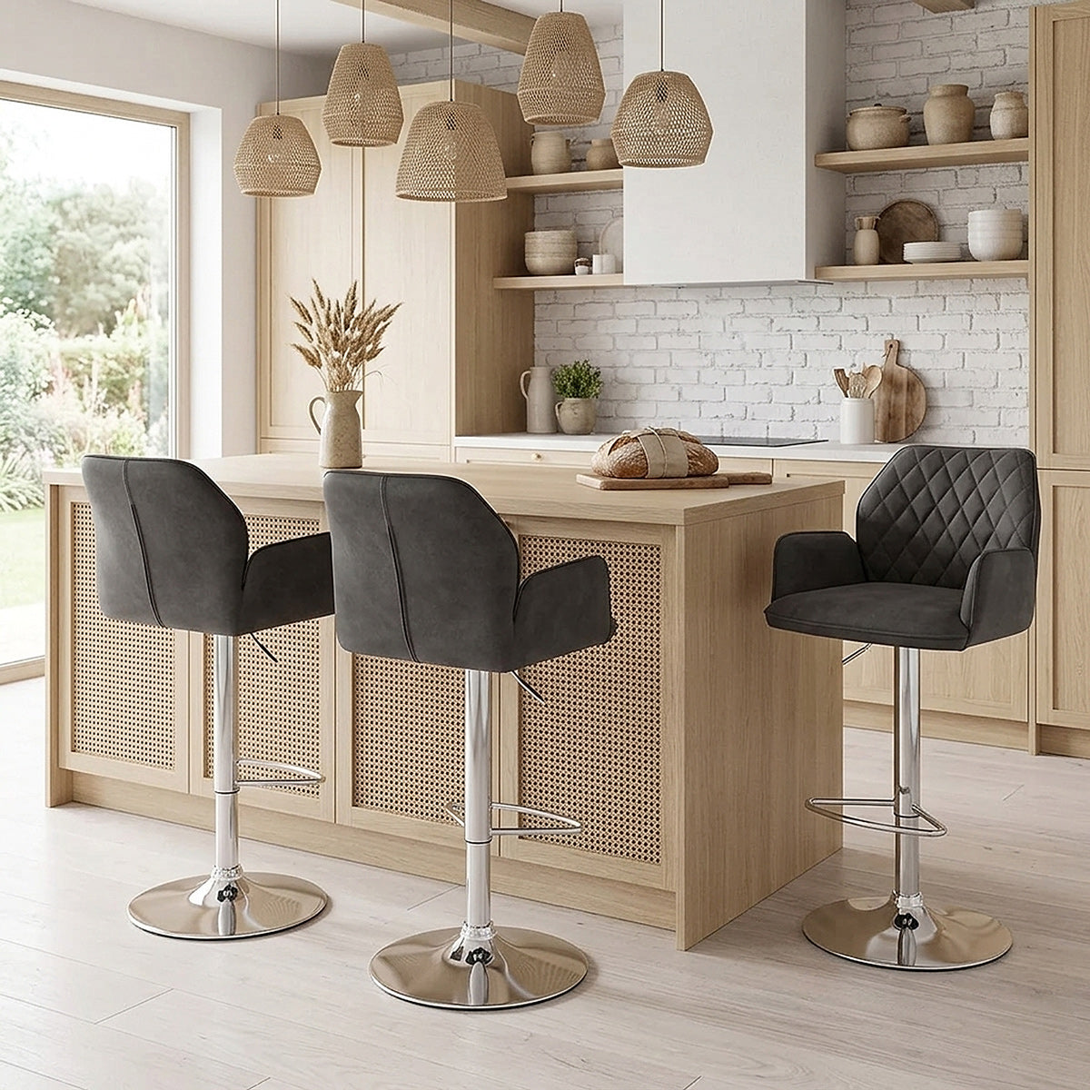Chaise de bar Faux Daim - Harvard Gris Foncé 