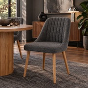 Hatton Oak Dining Chair Charcoal Fabric