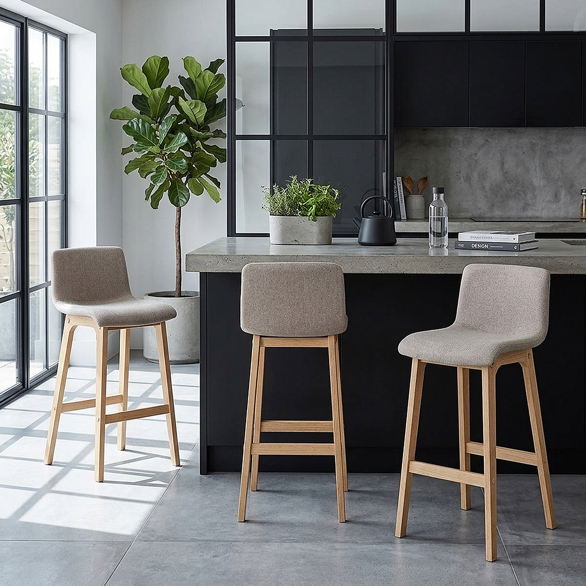 Tabouret de Bar Tissu - Haven Taupe