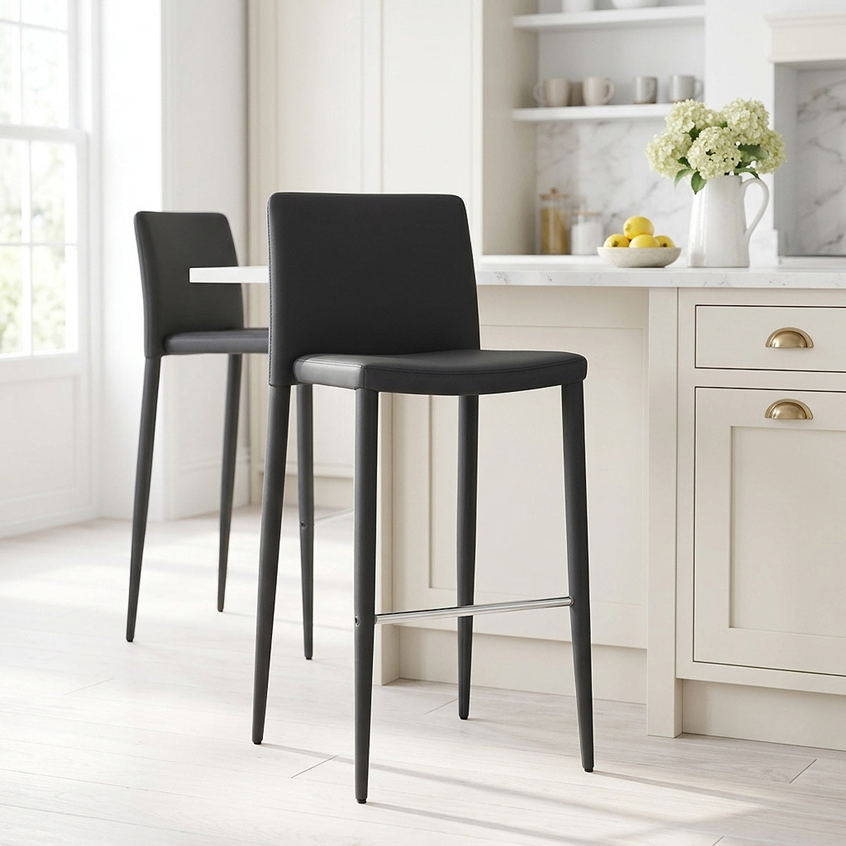 Tabouret Faux Cuir - Healey Noir 