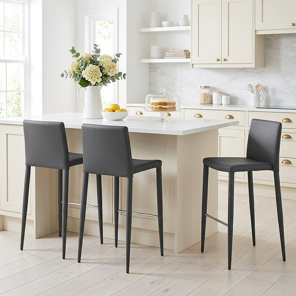 Tabouret Faux Cuir - Healey Noir 