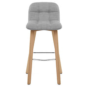 Hex Wooden Stool Grey Fabric
