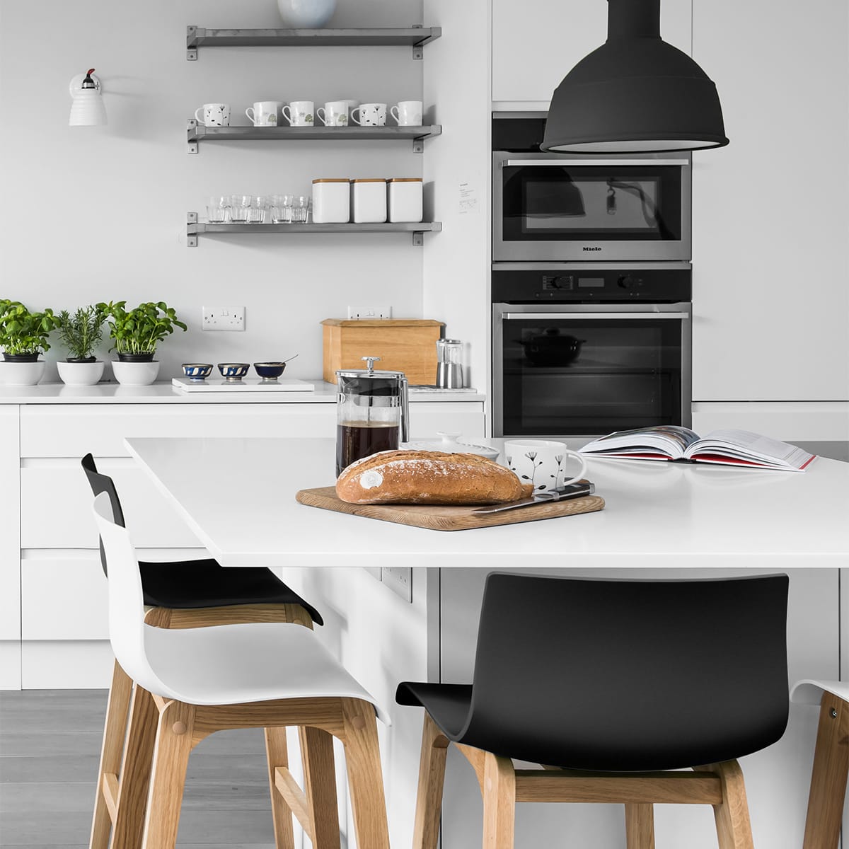 High Drift Oak & Black Bar Stool