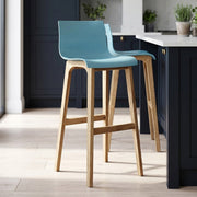 High Drift Oak & Blue Bar Stool
