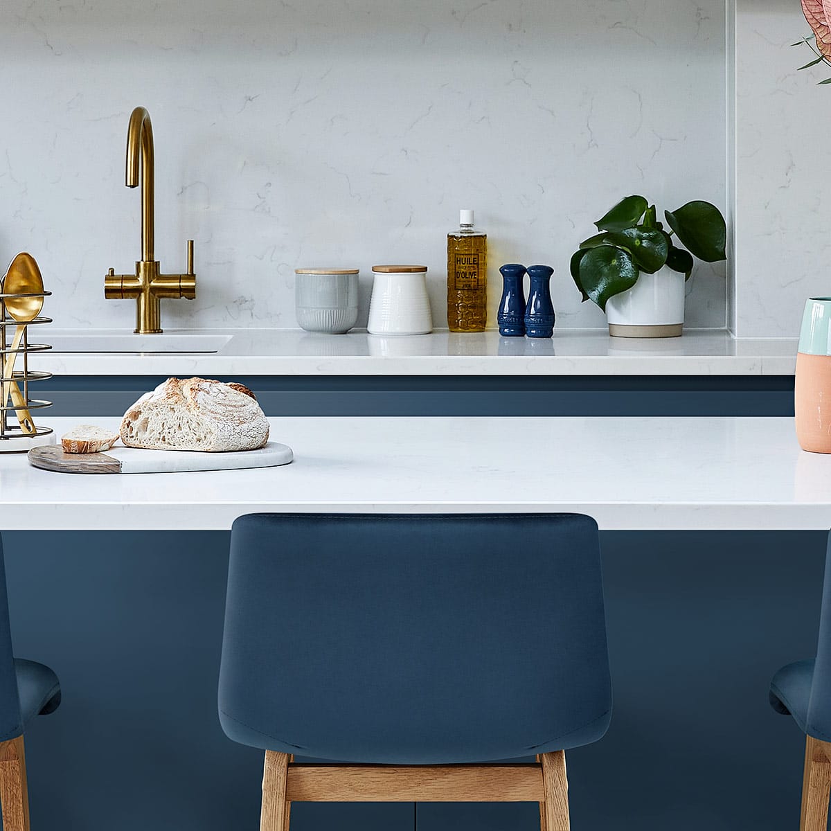 Tabouret de Bar Velours - Haut Drift Bleu