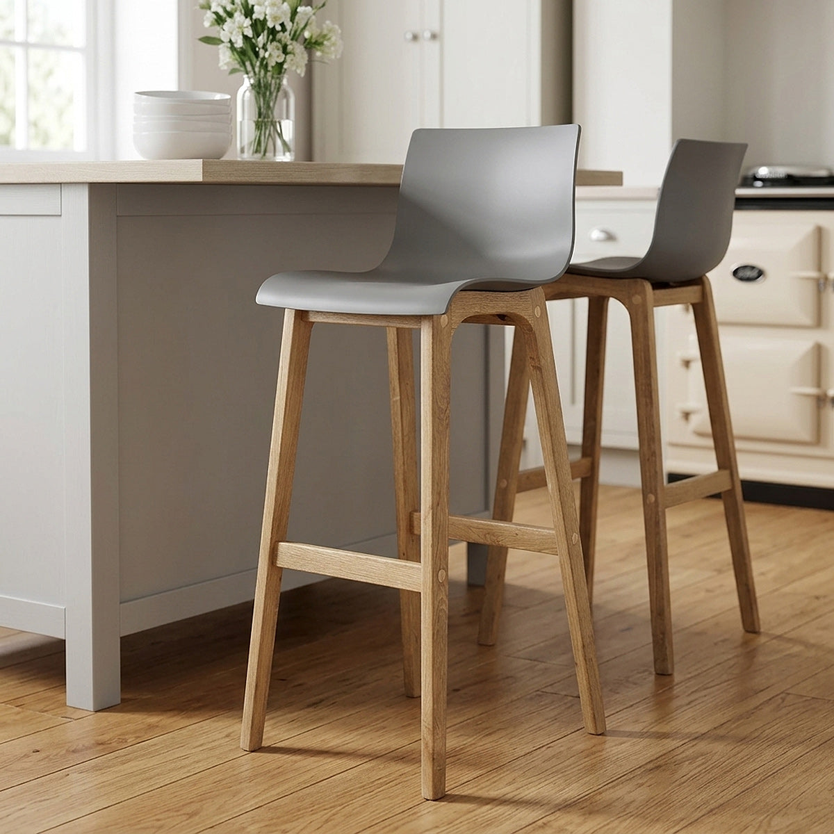High Drift Oak & Charcoal Bar Stool