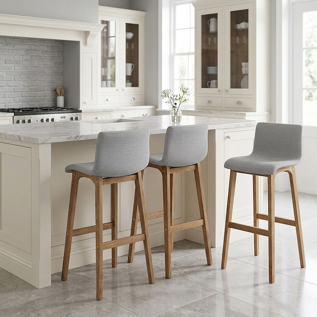 Tabouret de Bar Tissu - Haut Drift Gris Clair
