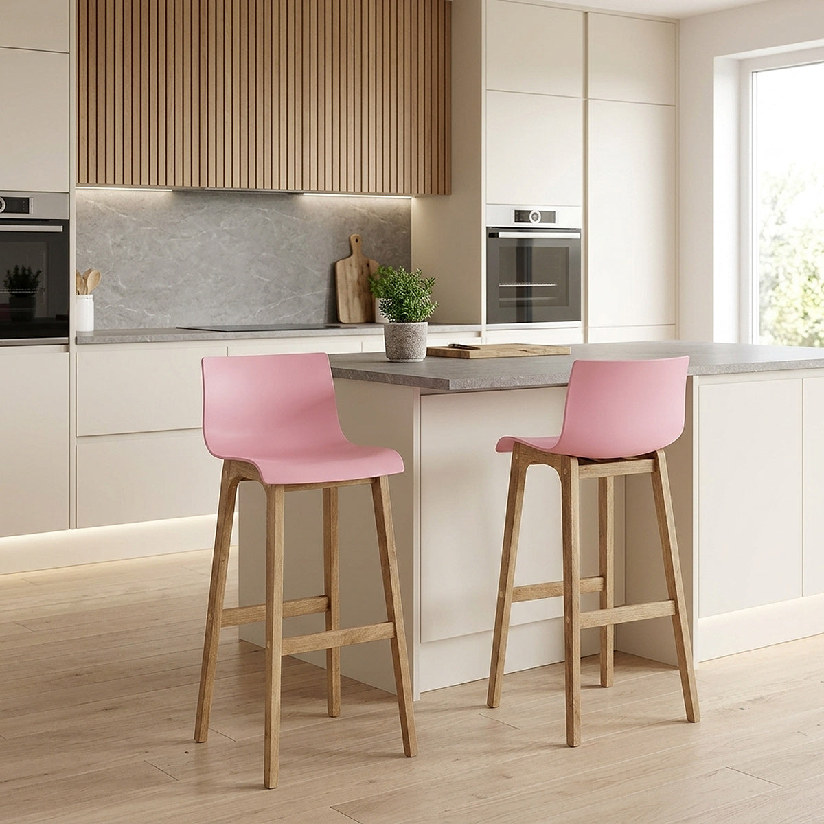 High Drift Oak & Pink Bar Stool