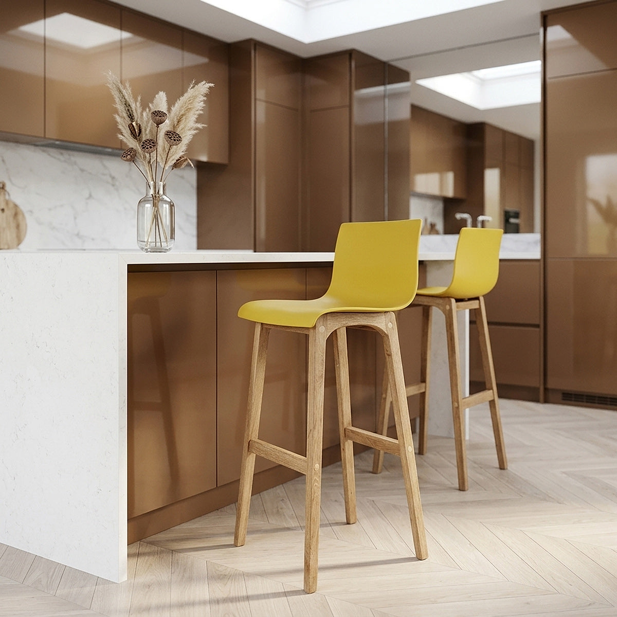 High Drift Oak & Yellow Bar Stool