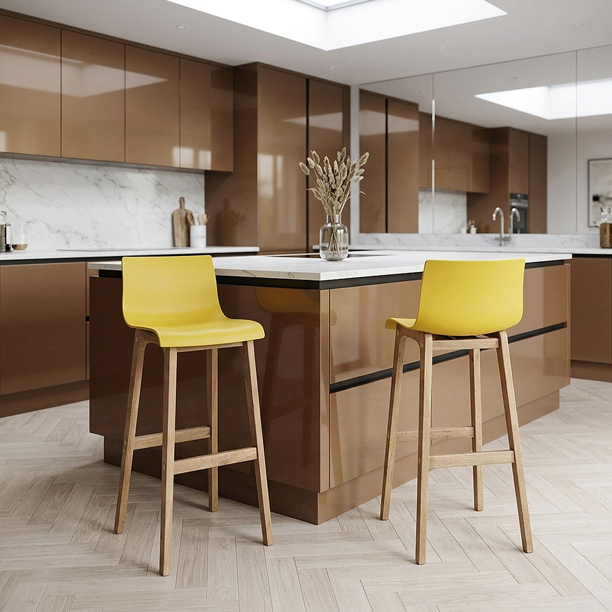 High Drift Oak & Yellow Bar Stool