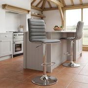 Chaise de Bar Faux Cuir Chrome - Hiline Gris 