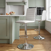 Chaise de Bar Faux Cuir Chrome - Hiline Blanc 