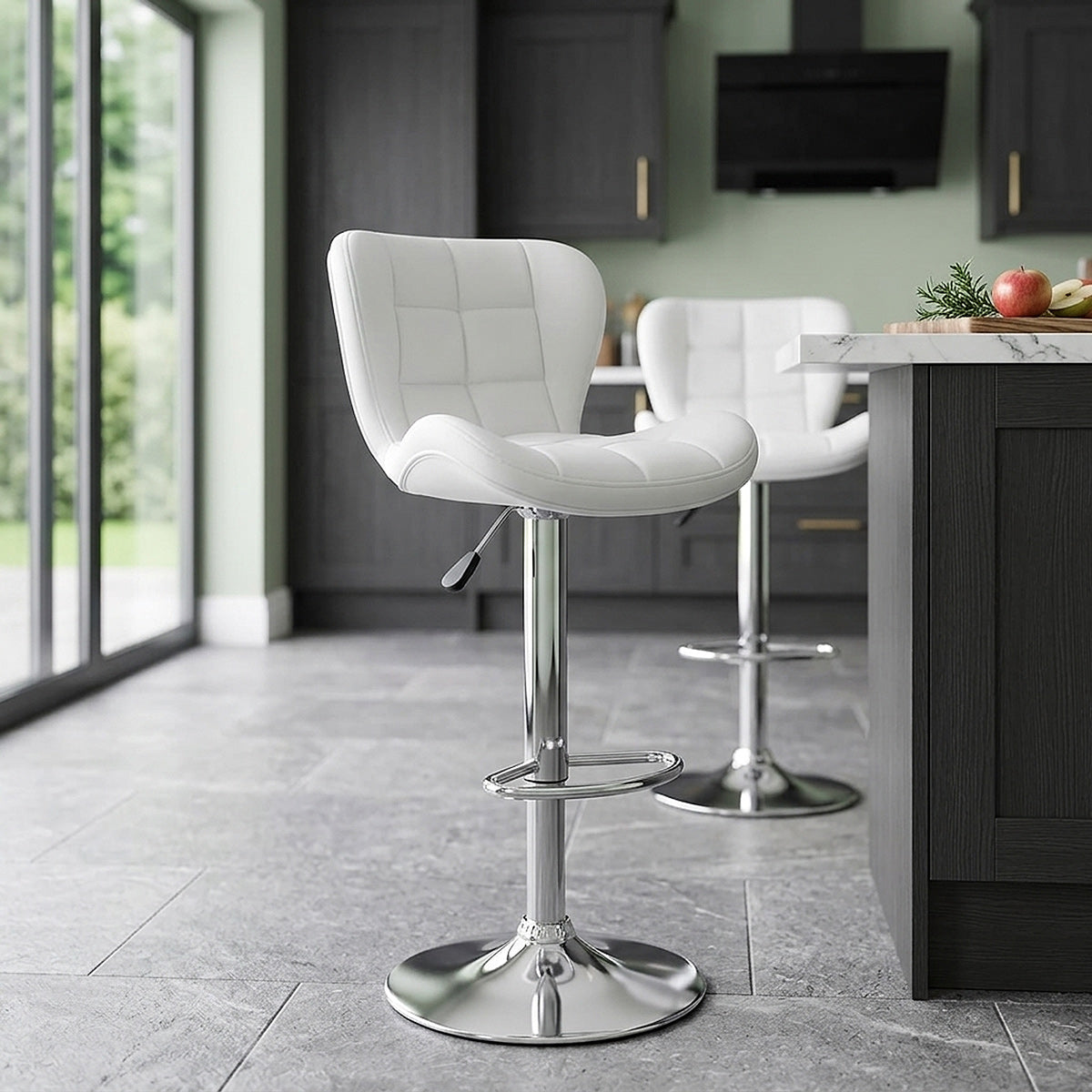 Chaise de bar Simili Cuir - Houston Blanc 