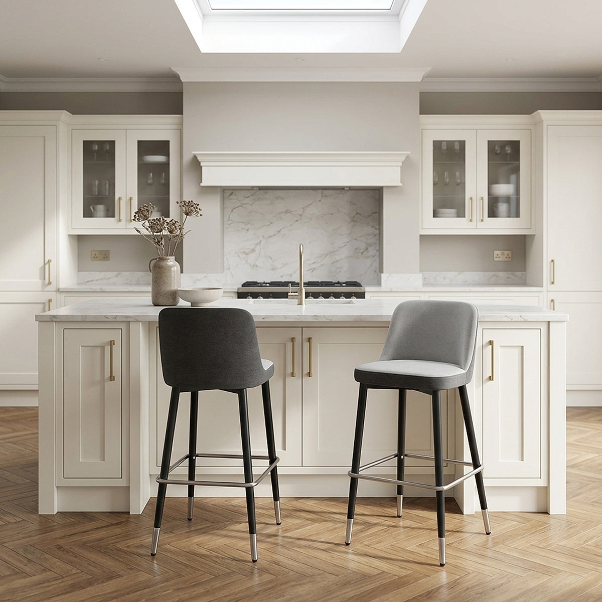 Tabouret de Bar Tissu - Hudson Gris 