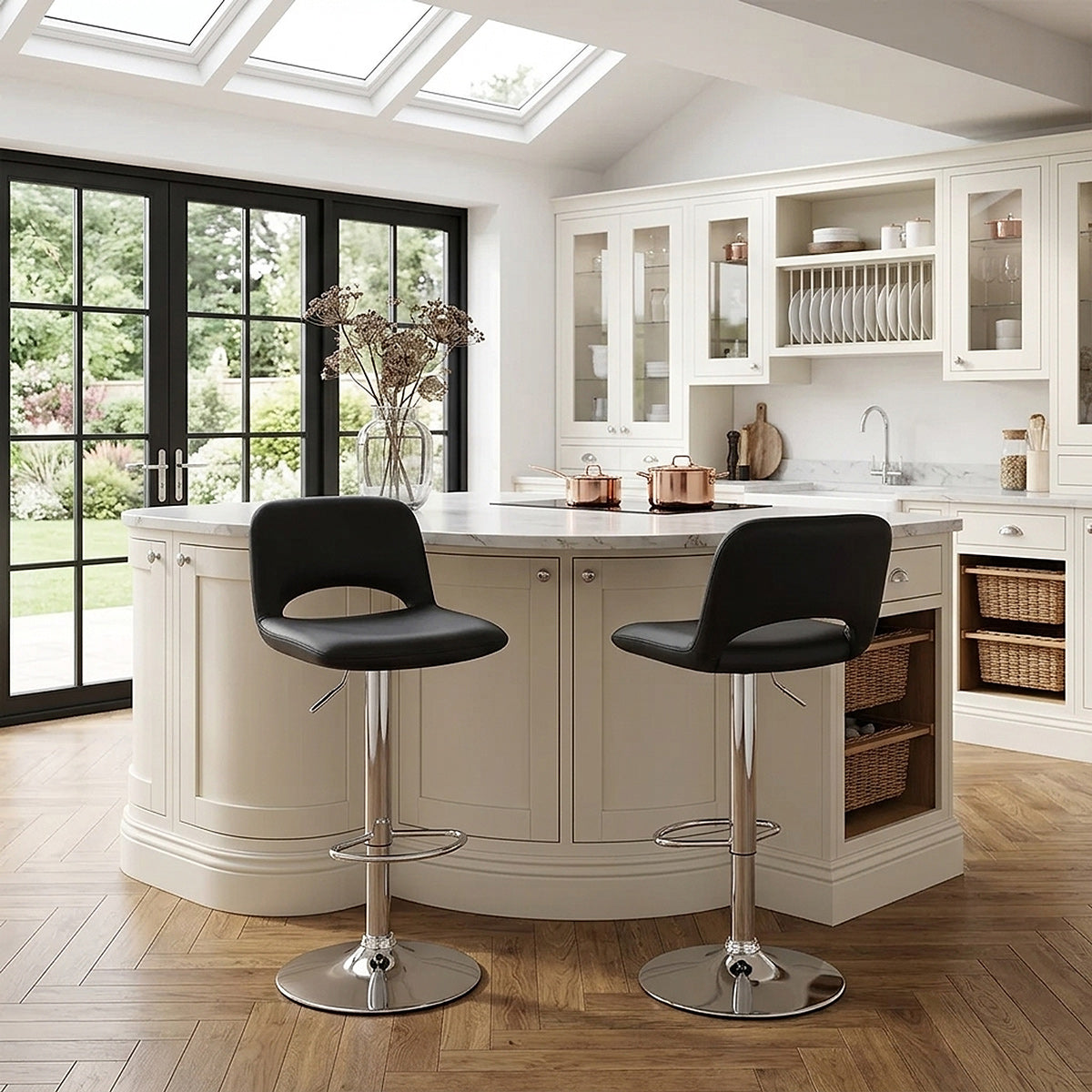Tabouret de Bar Faux Cuir - Hugo Noir 