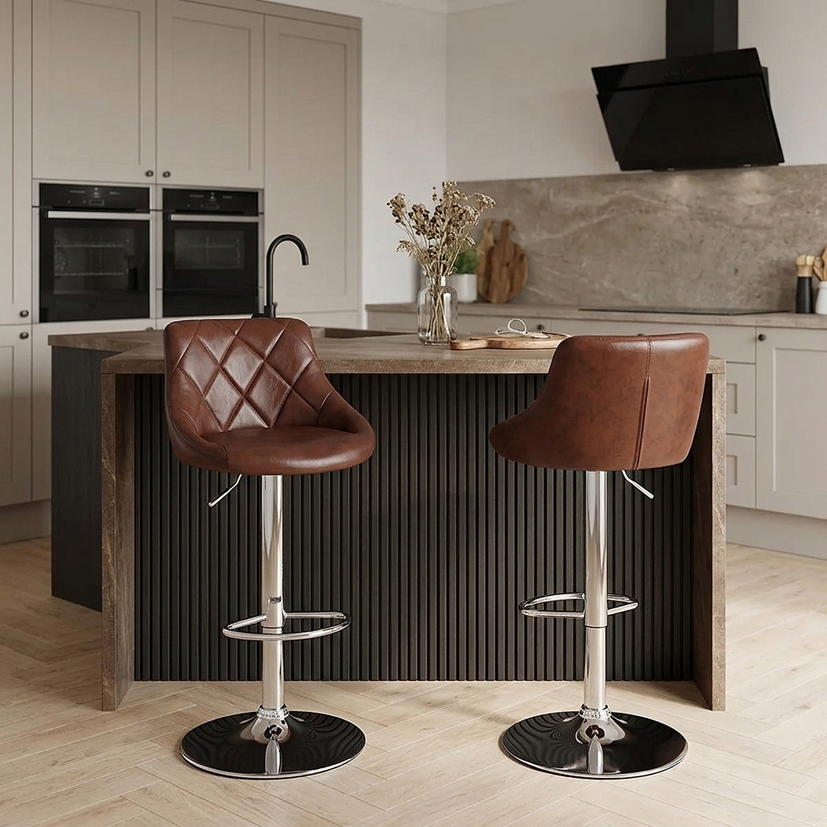 Tabouret de Bar Faux Cuir Antique - Hype Marron 