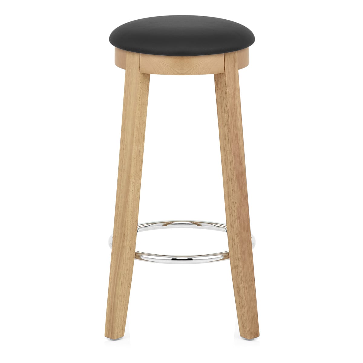 Tabouret de Bar Faux Cuir Bois - Ikon Chêne Noir 