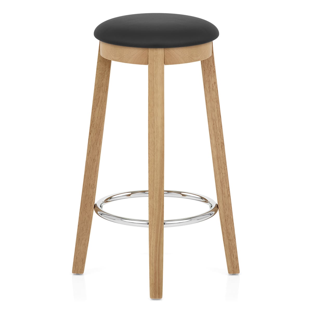 Tabouret de Bar Faux Cuir Bois - Ikon Chêne Noir 