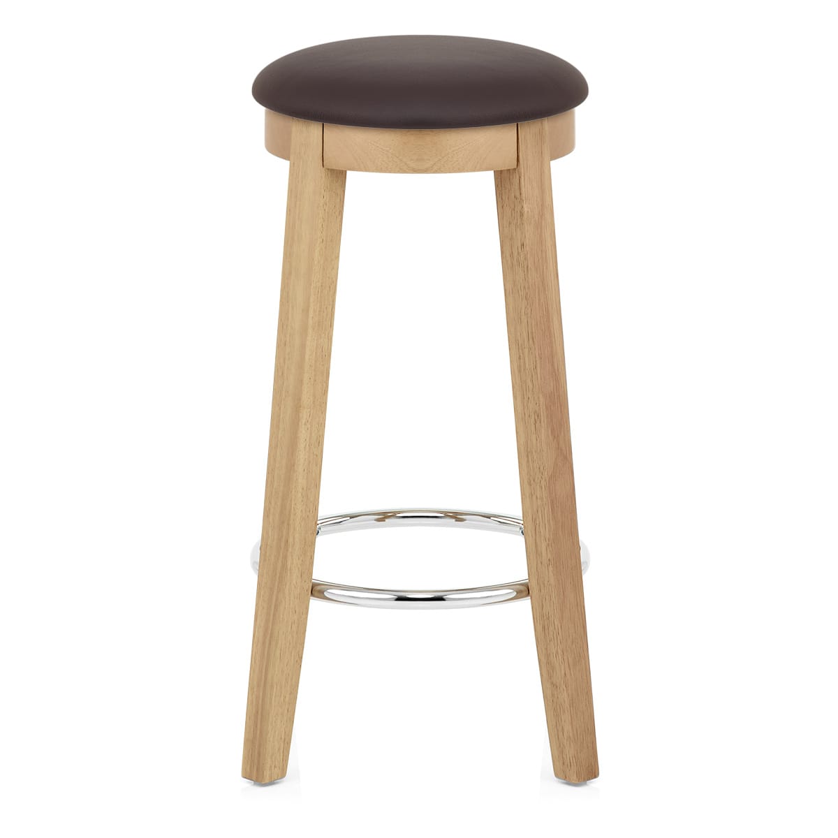 Tabouret de Bar Faux Cuir Bois - Ikon Chêne Marron 