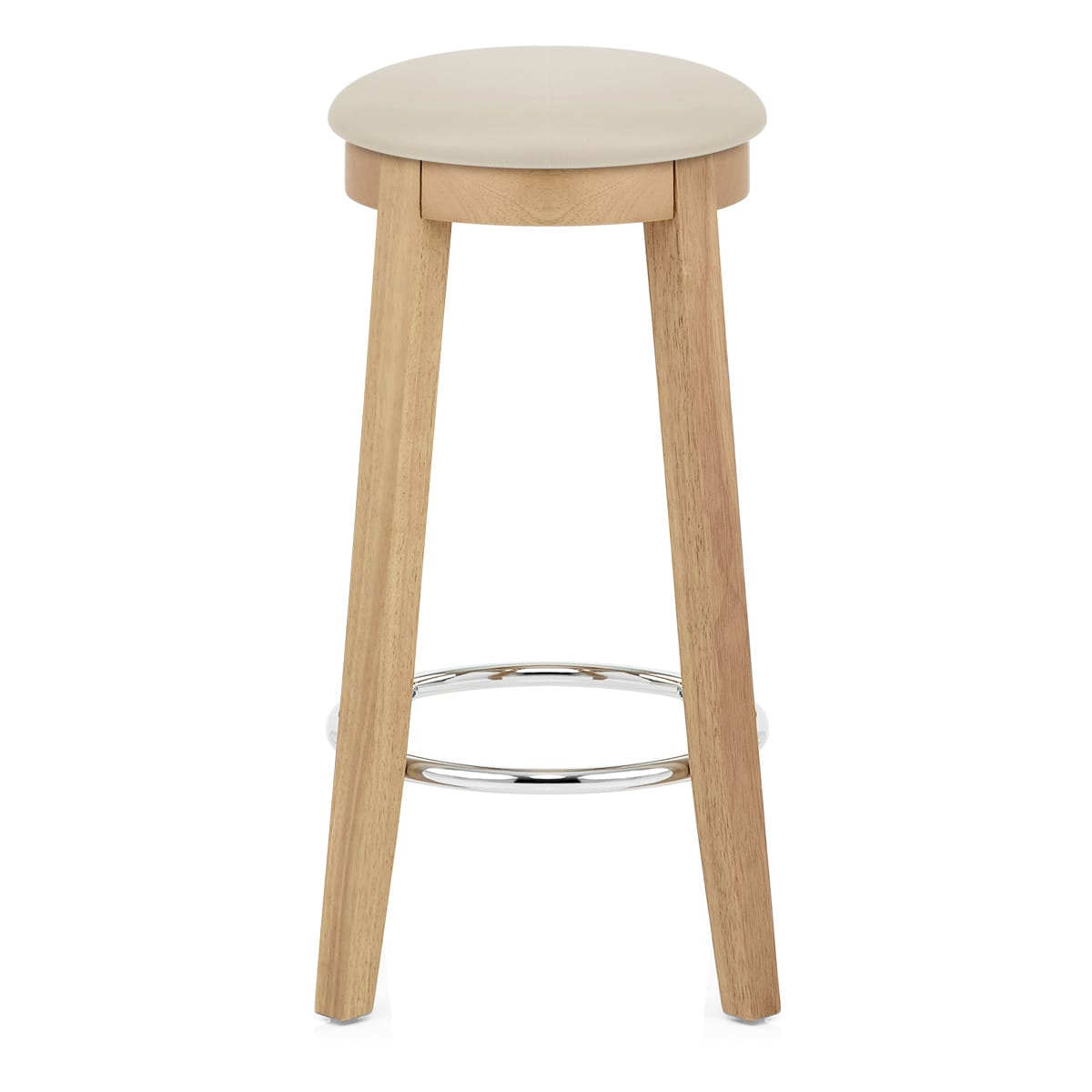 Tabouret de Bar Faux Cuir Bois - Ikon Chêne Crème 