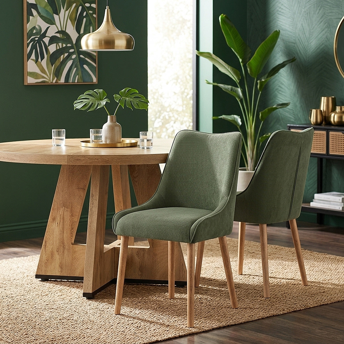 Chaise Tissu Bois - Isabella Vert 