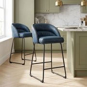 Tabouret de Bar Faux Cuir - Jackie Bleu 