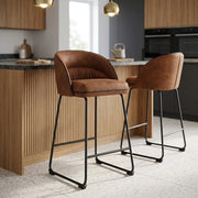 Tabouret de Bar Faux Cuir - Jackie Marron 