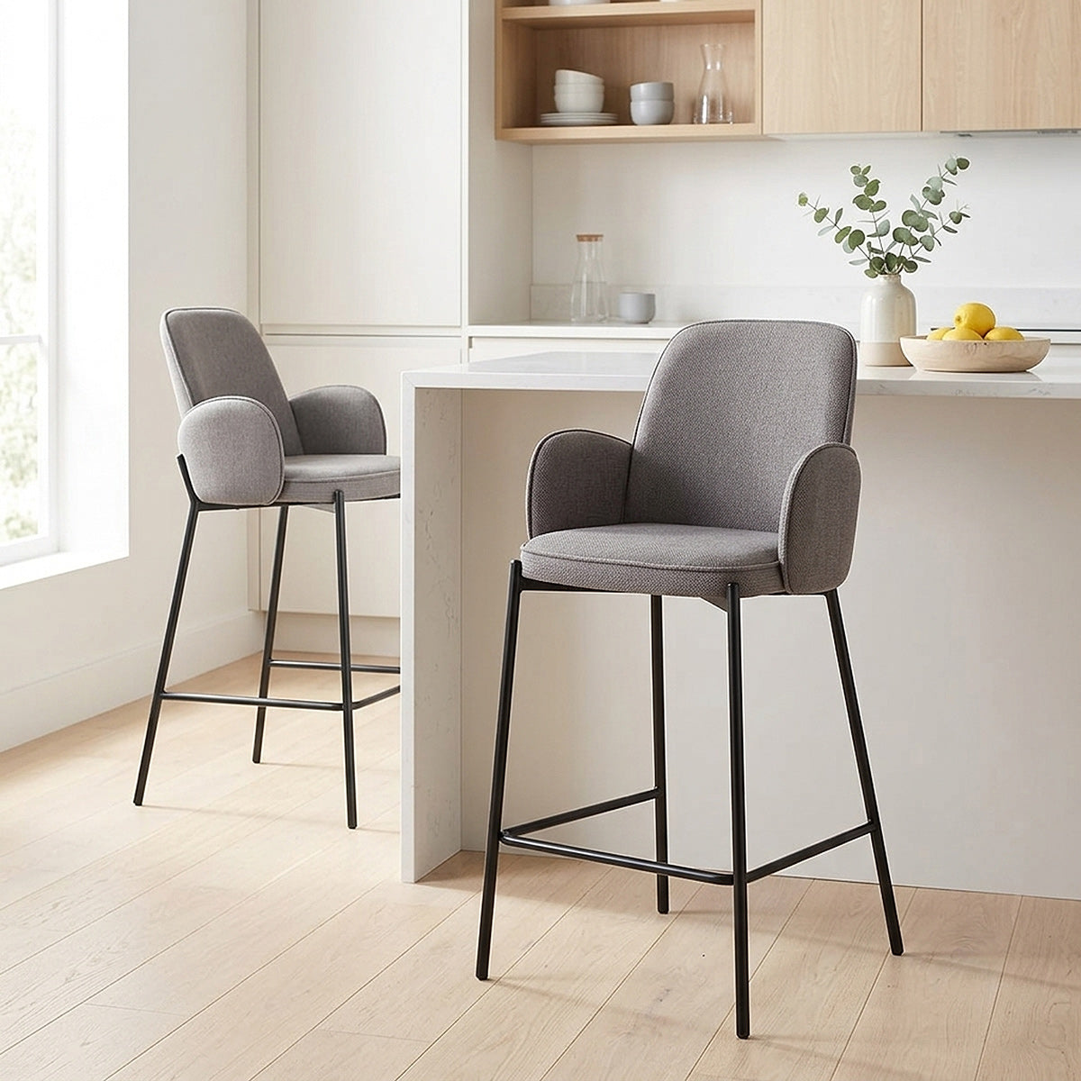 Tabouret de bar Tissu - Jarvis Gris 