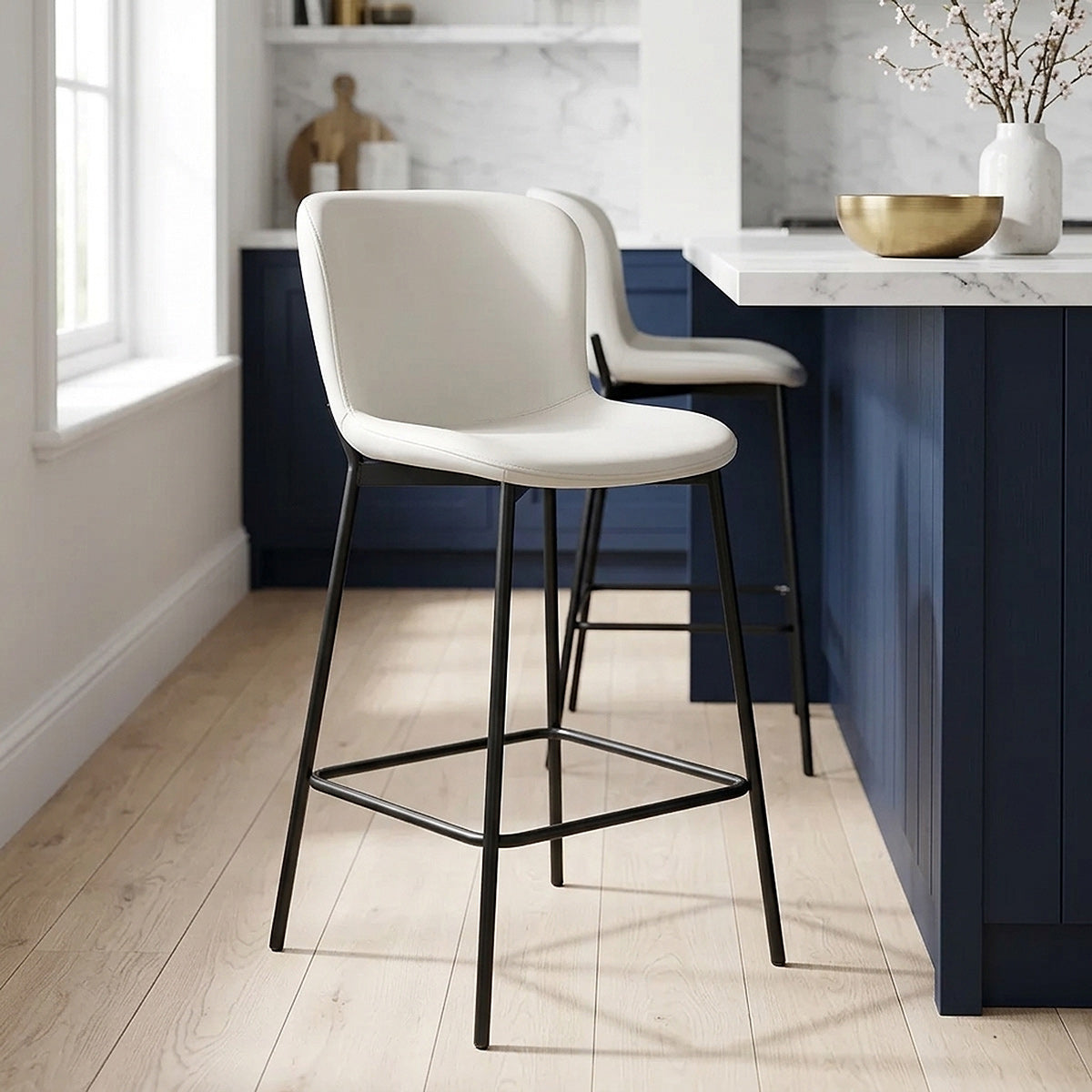 Tabouret Faux Cuir - Jasmine Crème 