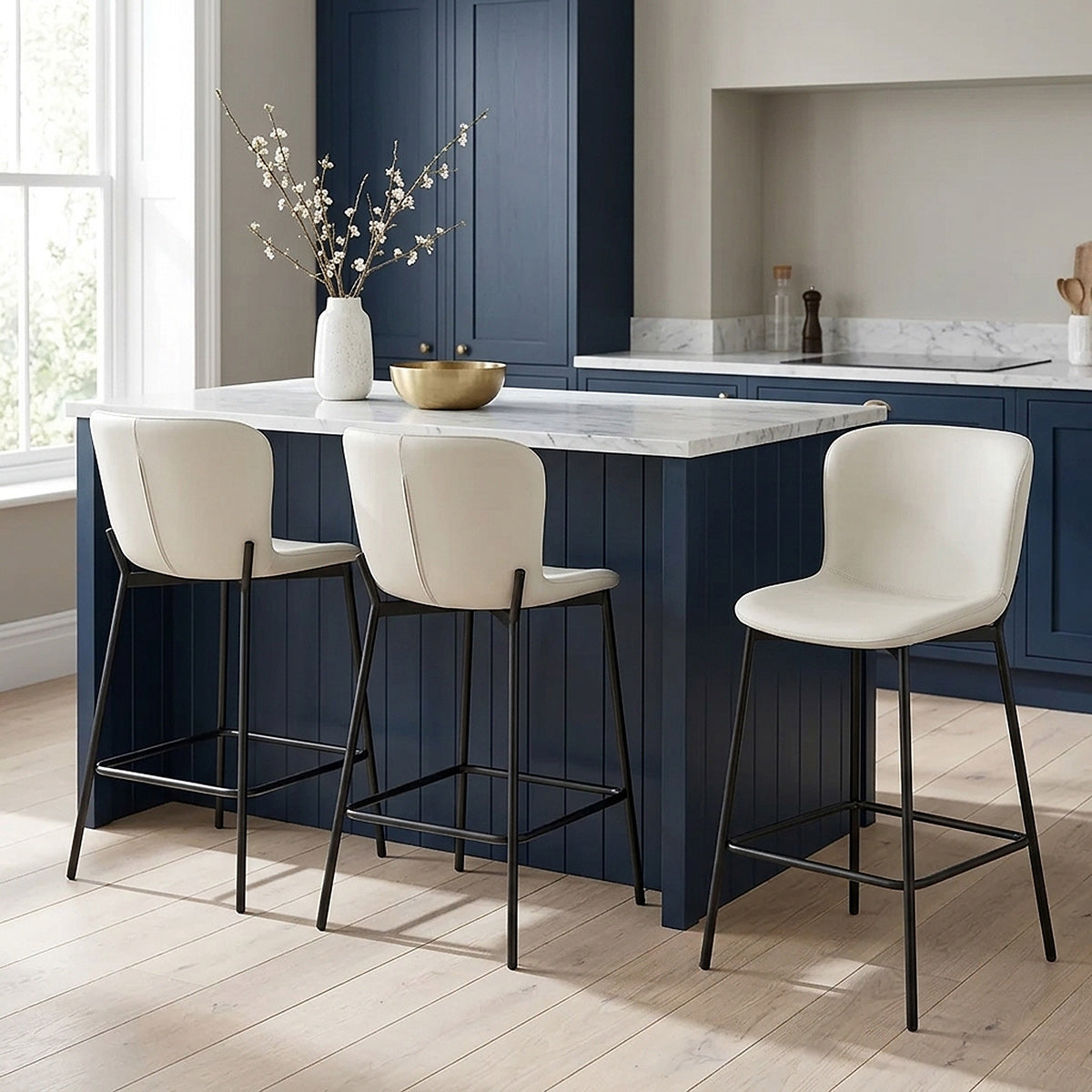 Tabouret Faux Cuir - Jasmine Crème 