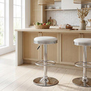 Chaise de Bar Faux Cuir Chrome - Java Blanc 