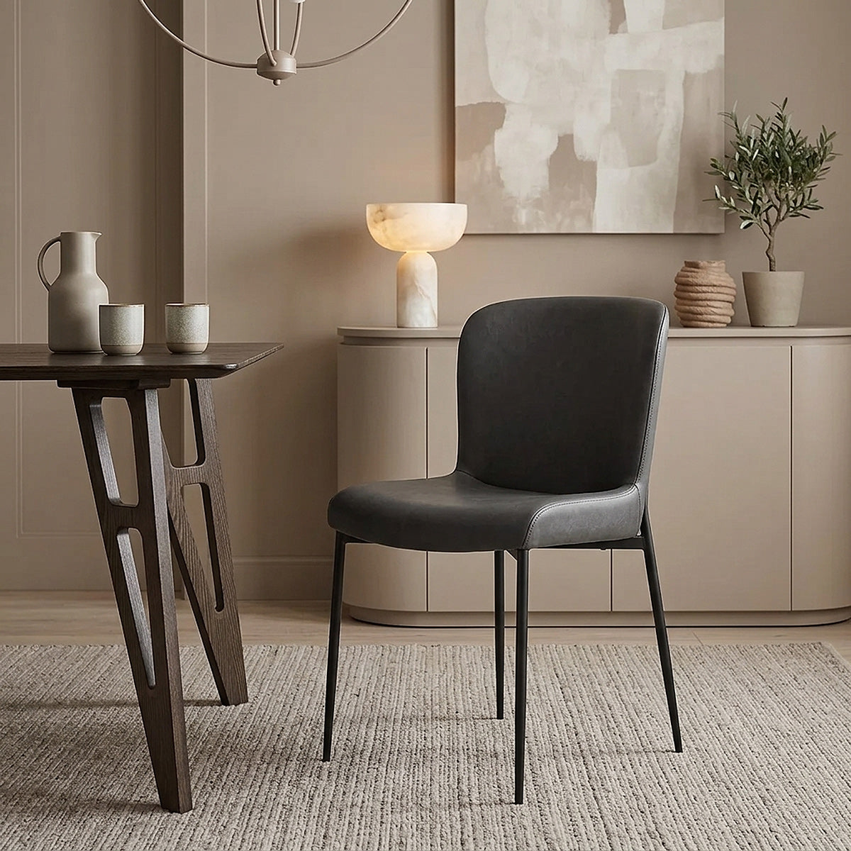 Chaise Faux Cuir - Jess Gris Foncé