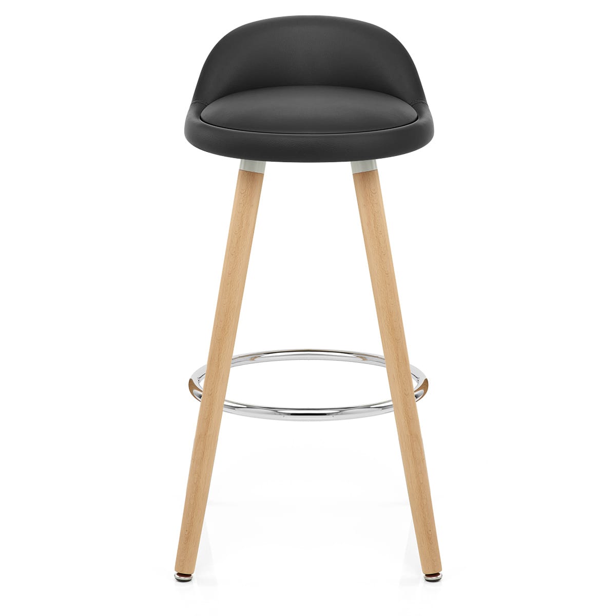Tabouret de Bar Faux Cuir Bois - Jive Noir 