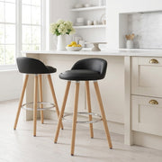 Tabouret de Bar Faux Cuir Bois - Jive Noir 