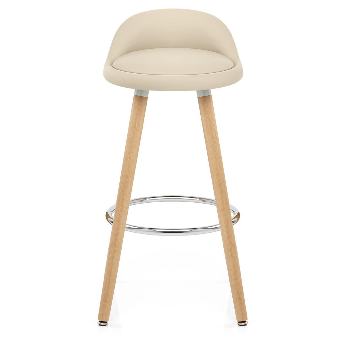 Tabouret de Bar Faux Cuir Bois - Jive Crème 