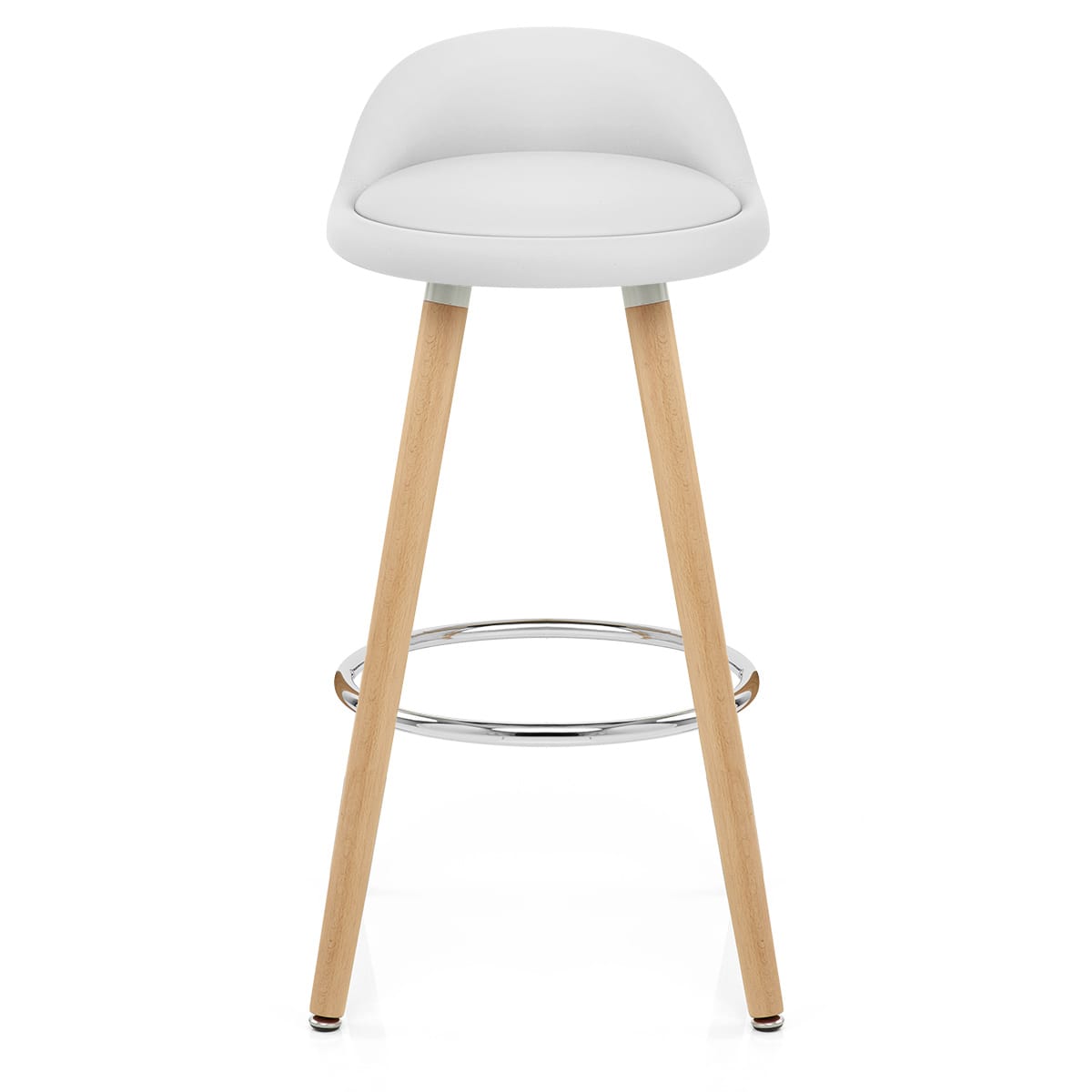 Tabouret de Bar Faux Cuir Bois - Jive Blanc 