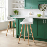 Tabouret de Bar Faux Cuir Bois - Jive Blanc 