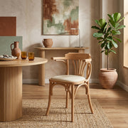 Chaise Cannage Cuir Véritable - Jules Crème