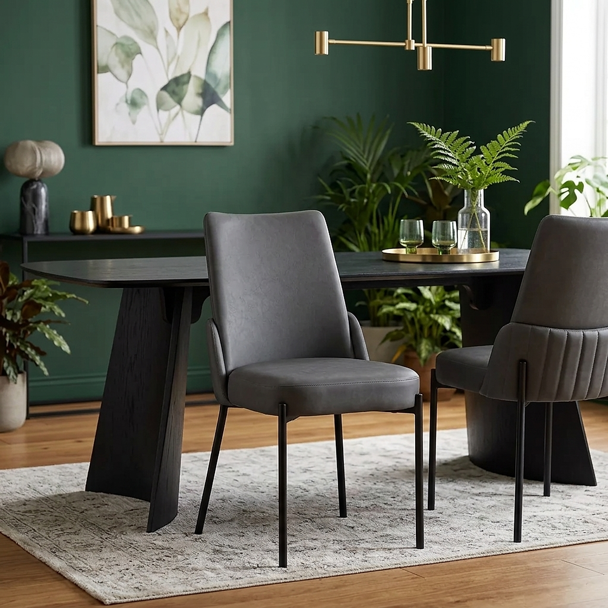 Chaise Faux Cuir - Juno Gris Foncé