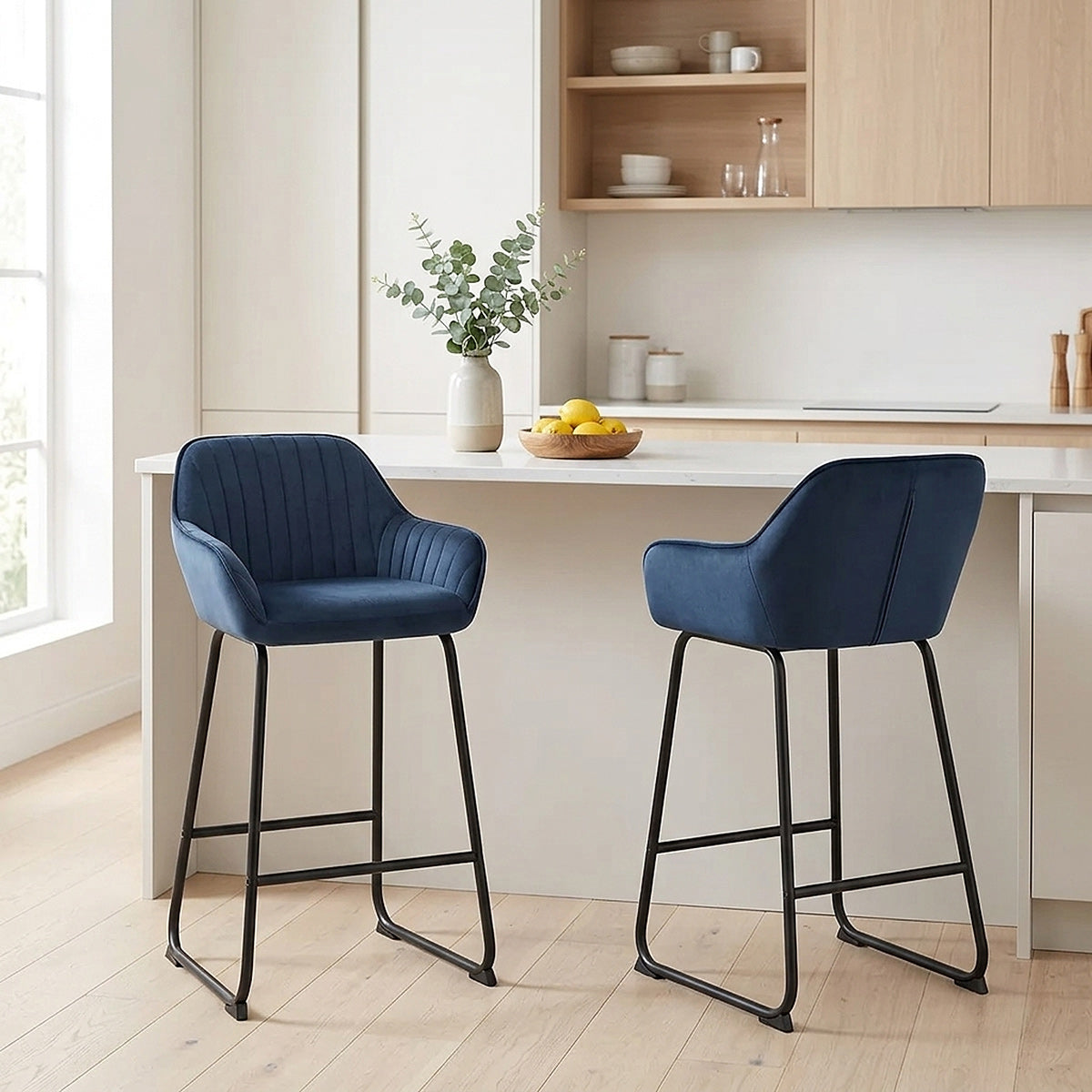 Chaise de Bar Velours - Kanto Bleu 
