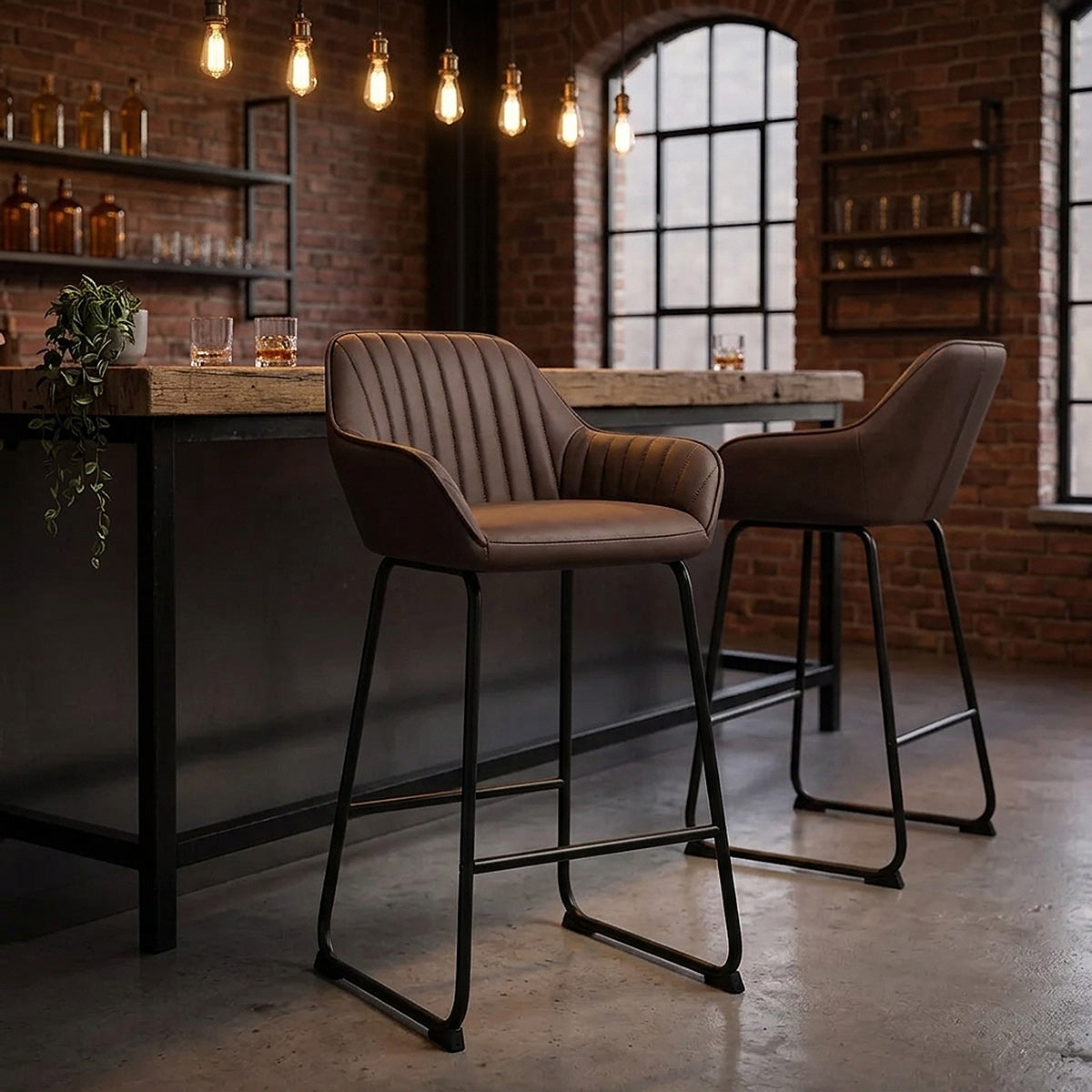 Chaise de Bar Faux Cuir - Kanto Marron 