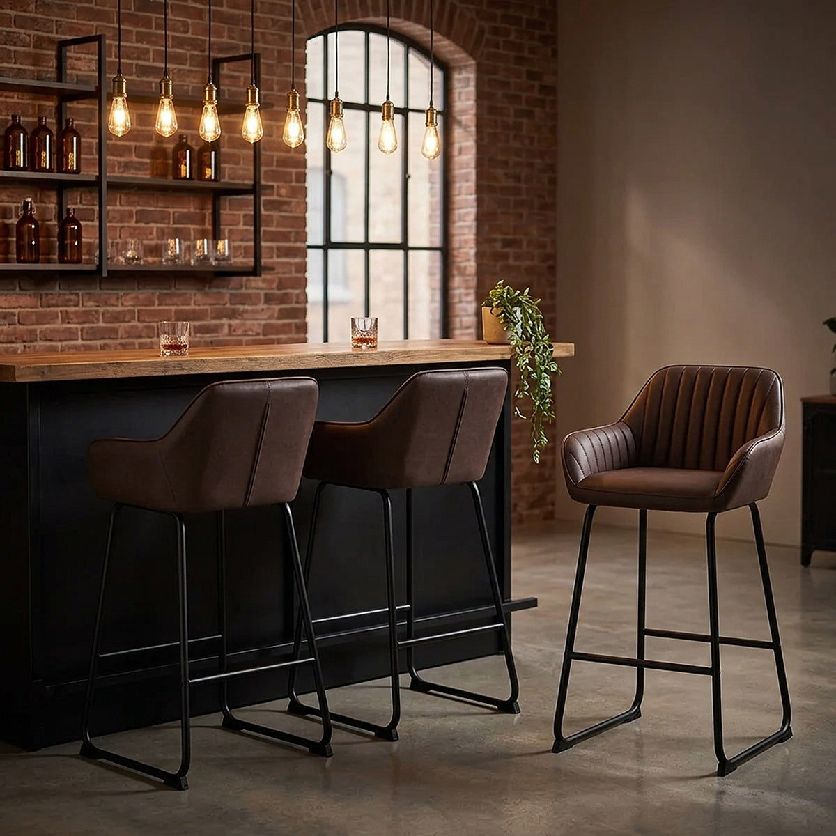 Chaise de Bar Faux Cuir - Kanto Marron 