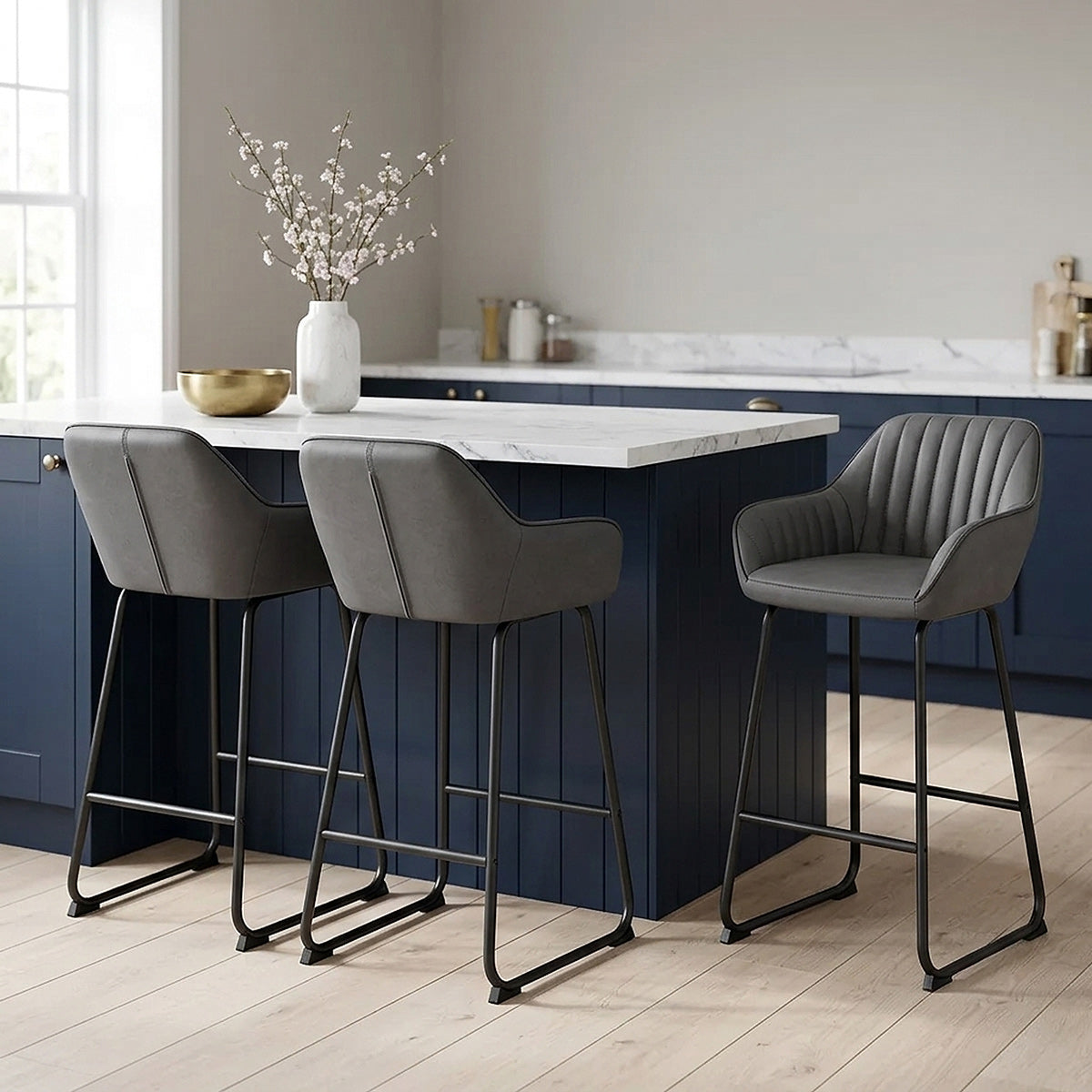Chaise de Bar Faux Cuir - Kanto Gris Foncé 