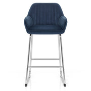Kanto Chrome Stool Blue Velvet