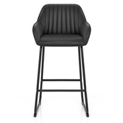 Kanto Real Leather Bar Stool Black