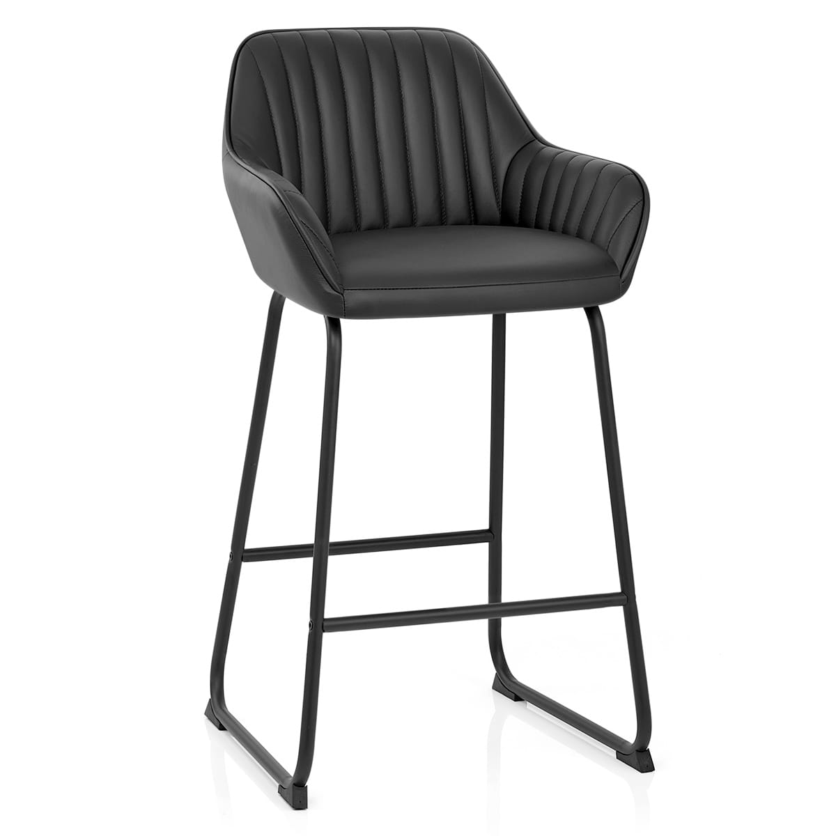 Kanto Real Leather Bar Stool Black