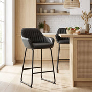 Tabouret de Bar Cuir Véritable - Kanto Noir 