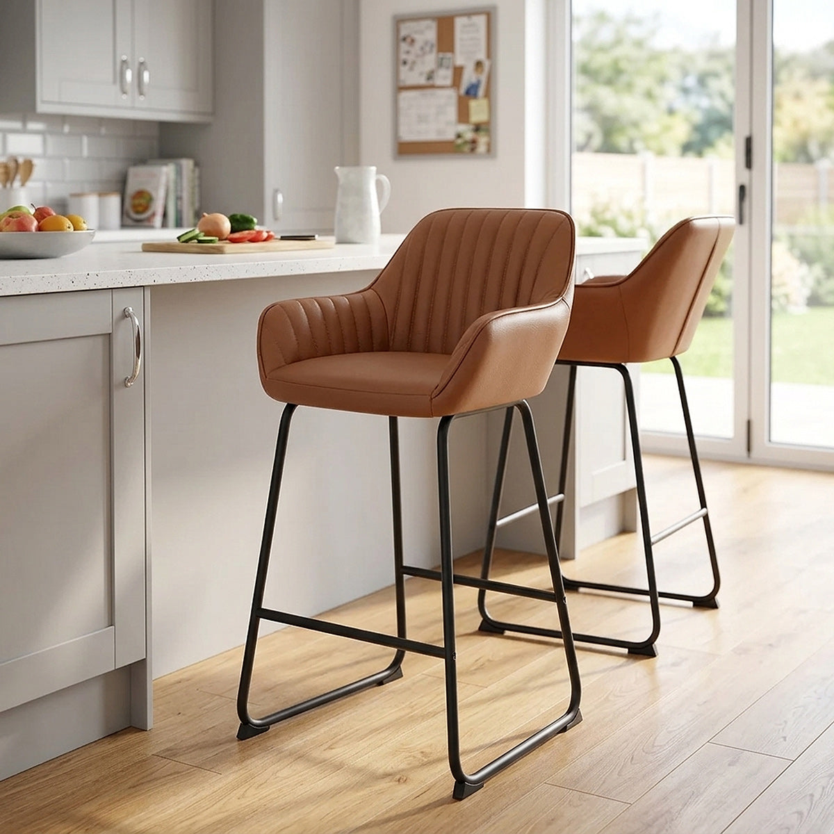 Tabouret de Bar Cuir Véritable - Kanto Marron 